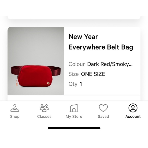 Lululemon Everywhere Belt Bag 1L In Dark Red/Gold Logo - Picture 2 of 7